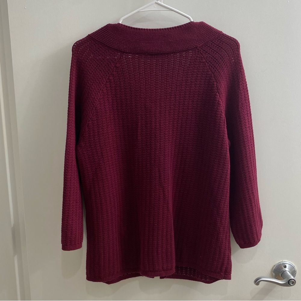 Croft & Barrow Burgundy Cardigan Sweater Shawl Collar Pockets Size L - Picture 3 of 9